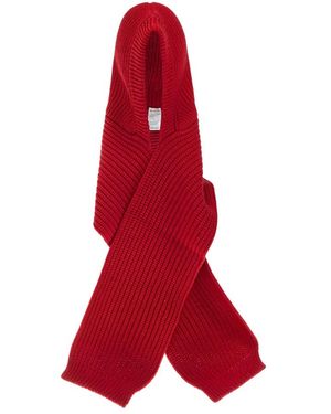 Moncler Accessoires ,Rood ,Wol Capuchonsjaal Van Wol En Kasjmier