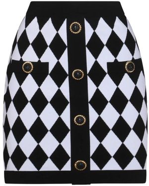 Balmain Gebreide Rok Met Diamantpatroon - Zwart