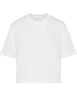 Beatrice B. Tops ,Wit ,Katoen Boxy T-Shirt Met Borduursel