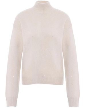 Kaos Wollpullover Mit Feinem Schimmer - Weiß