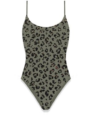 MC2 Saint Barth Badmode ,Groen ,Katoen Cecille One Piece Zwempak Met Ronde Hals En Bandjes