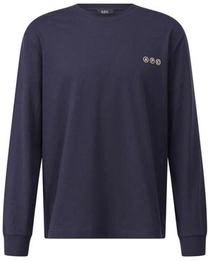 A.P.C. Logo langarmshirt - Blau