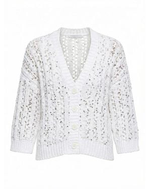 Peserico Opengebreid Vest Met Pailletten - Wit