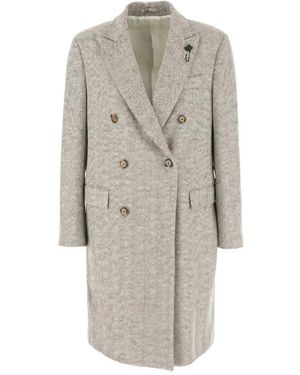 Lardini Jassen ,Wol Double-Breasted Coat - Grijs