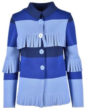 Charlott Strickjacke Mit Knopfverschluss - Blau