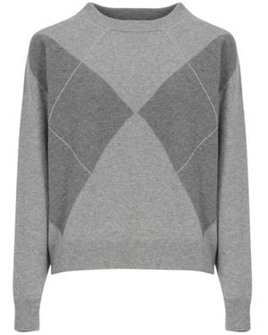 Peserico Strickpullover Mit Rautenmuster Und Monile-Detail - Grau