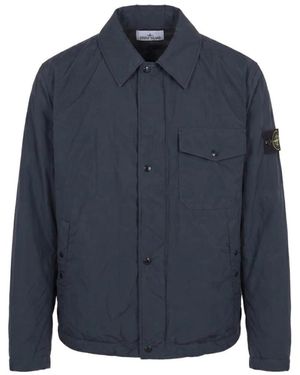 Stone Island Jassen ,Blauw ,Giacca Met Logopatch