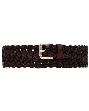 Max Mara Gevlochten Leren Riem - Zwart