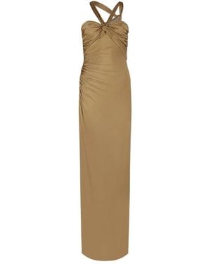 Tom Ford Goldenes Drapiertes Midi-Kleid - Natur