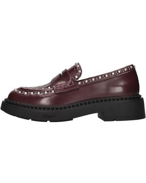 Ash Schoenen ,Rood ,Leer Leren Loafers Met Studs - Bruin