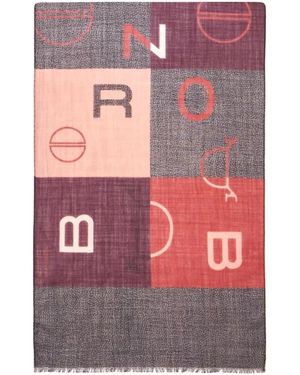 Borbonese Accessoires ,Veelkleurig ,Wol Color Block Sjaal - Roze