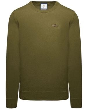 Aeronautica Militare Rundhals-Baumwollstrick - Grün