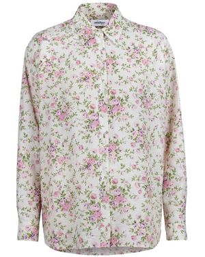 Ottod'Ame Overhemden ,Veelkleurig ,Denim Camicia Quarzo Con Stampa Floreale - Grijs