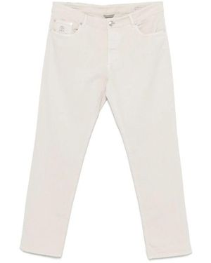 Brunello Cucinelli Ecru Twill Hose Mit Knopfleiste - Weiß