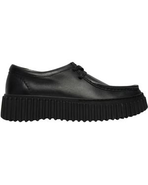 Clarks Schoenen ,Zwart ,Leer Torhill Bee Veterschoen