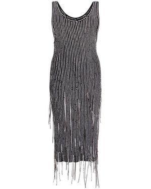 Philosophy Di Lorenzo Serafini Elegantes Midikleid Mit Strass-Fransen - Grau