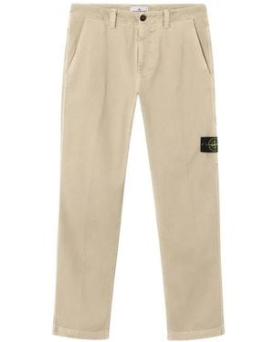 Stone Island Straight Trousers - Natural