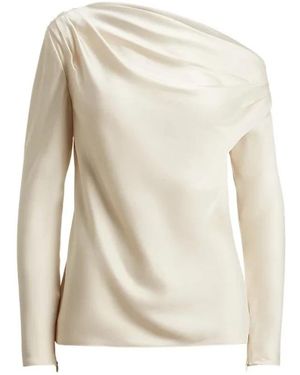 Ralph Lauren Overhemden ,Polyester Hasbrin Blouse Met Lange Mouwen - Naturel