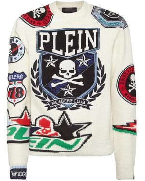 Philipp Plein Truien & Vesten ,Wit ,Round-Neck Truien