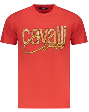 Roberto Cavalli Tops ,Rood ,Katoen Short Sleeve T-Shirt