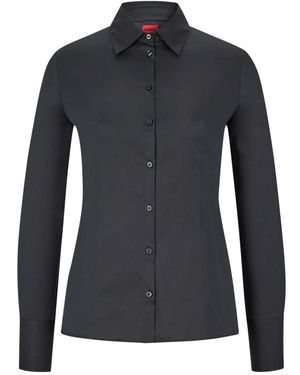 HUGO Overhemden ,Zwart ,Katoen Fitted Overhemd - Blauw