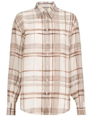 Brunello Cucinelli Overhemden ,Bruin ,Nylon Shirts - Naturel