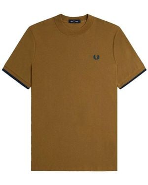 Fred Perry Piqué T-Shirt Mit Rundhalsausschnitt - Grün