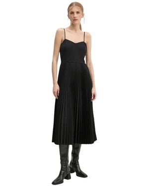 Theory Flared Midi Jurk - Zwart