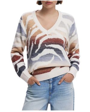 Desigual V-Neck Knitwear - Wit