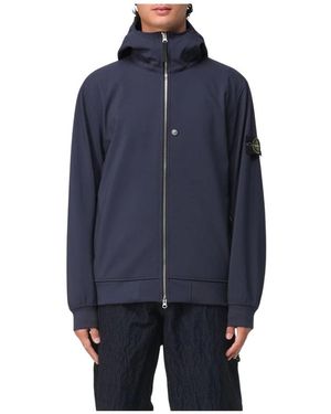 Stone Island Hooded Full Zip Jacket - Blau