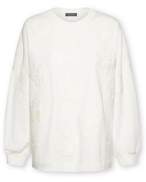 Elena Miro Hoodies & Sweatvesten ,Wit ,Katoen Cotton Crew Neck Sweatshirt
