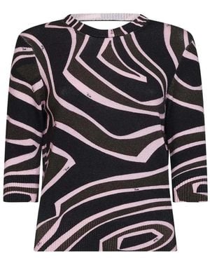 PUCCI Truien & Vesten ,Veelkleurig ,Wol Labirinto Print Wol Trui - Zwart
