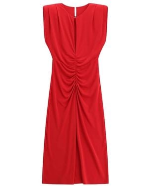 Imperial Ärmelloses Midikleid Mit Raffung - Rot