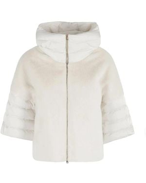Herno Cape Met Capuchon - Wit