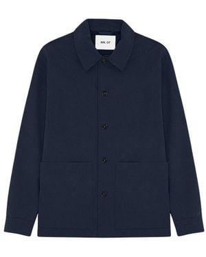 NN07 Jassen ,Blauw ,Blaze Seersucker Overshirt
