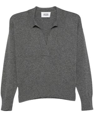 Alpha Studio V-Neck Knitwear - Grigio