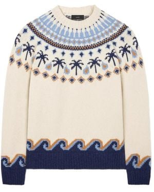 Alanui Truien & Vesten ,Veelkleurig ,Wol Jacquard Gebreide Fair Isle Trui - Blauw
