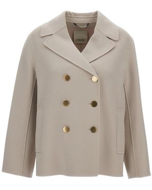 Max Mara Double-Breasted Coats - Grey