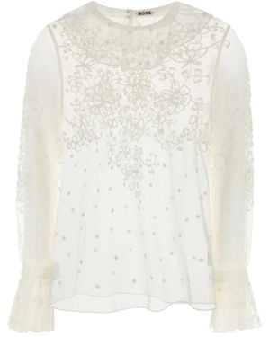 Bode Overhemden ,Wit ,Nylon Witte Mesh Middlemist Blouse