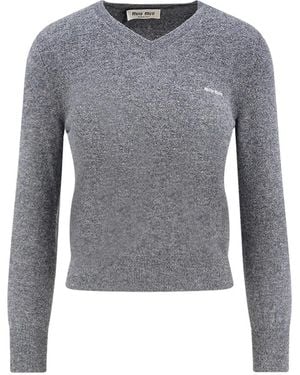 Miu Miu V-Neck Knitwear - Grey
