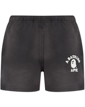 A Bathing Ape Korte Broeken ,Zwart ,Katoen Logo Shorts
