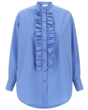 Nude Poplin Katoenen Shirt - Blauw