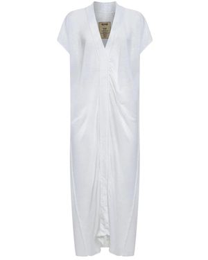 Uma Wang Kleedjes ,Wit ,Linnen Asymmetrische Linnen Maxi Jurk
