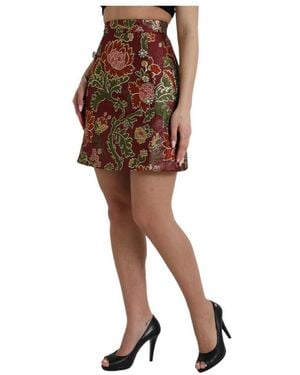 Dolce & Gabbana Floraler Jacquard-Minirock A-Linie - Braun