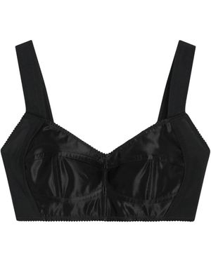 Dolce & Gabbana Ondergoed ,Zwart ,Satijn Satijnen Bustier Top