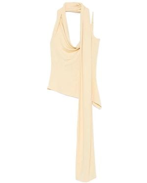 AYA MUSE Asymmetrische Drapierte Blusen-Top - Natur