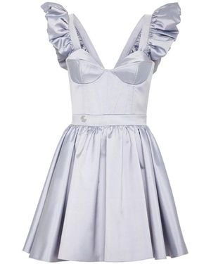Philipp Plein Kleedjes ,Paars ,Polyester Silk Mini Dress - Blauw
