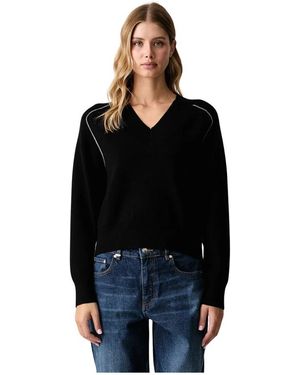 Benetton V-Ausschnitt Strickpullover - Schwarz
