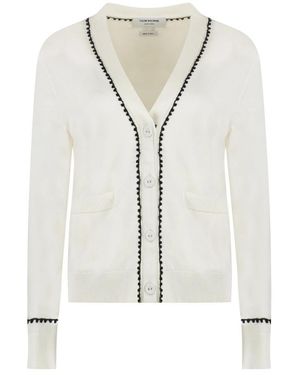 Thom Browne Zijden En Katoenen Vest Met Afwerking - Wit