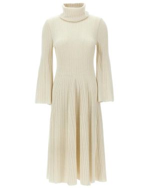 Antonino Valenti Kleedjes ,Wit ,Kasjmier Ludmilla Ribbed Cashmere Jurk - Naturel